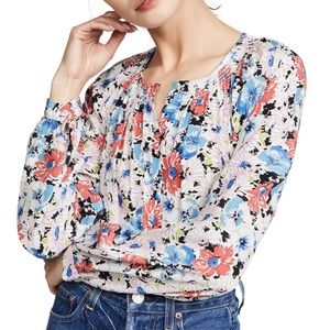 Veronica Beard Madge Button-Front Floral Blouse